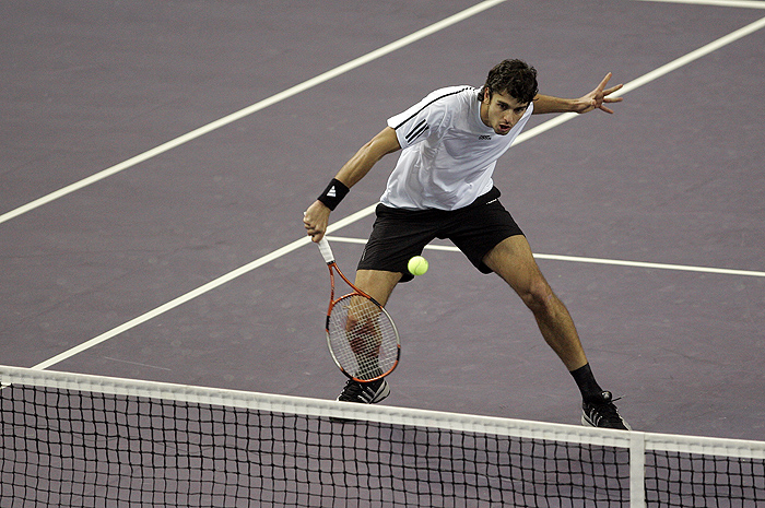 Porec, 070309. Prvo kolo Svjetske skupine Davis Cupa Hrvatska - Cile odrzava se od 6. do 8. ozujka u dvorani Zatika u Porecu.  Na fotografiji: Mario Ancic.Foto: Srecko Niketic / CROPIX