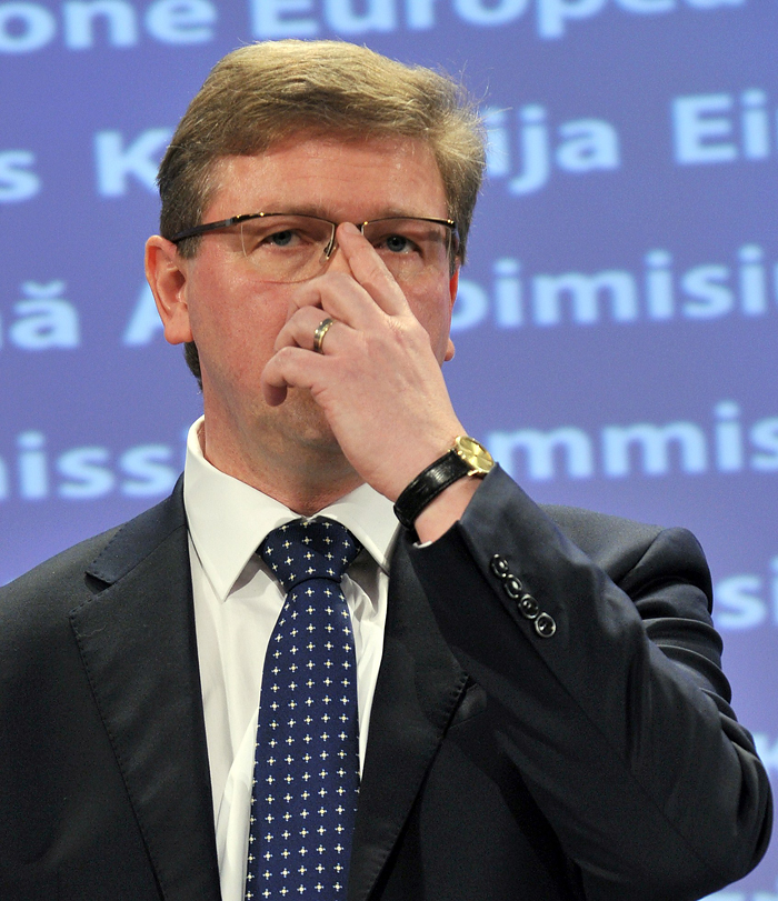 EU enlargement commissioner Stefan Fule gives a press conference on February 24, 2010 at EU headquarters in Brussels. The European Commission on February 24 recommended that Iceland should open EU membership negotiations, saying the country fulfilled the main political economic and legislative criteria to open talks. AFP PHOTO / GEORGES GOBET
