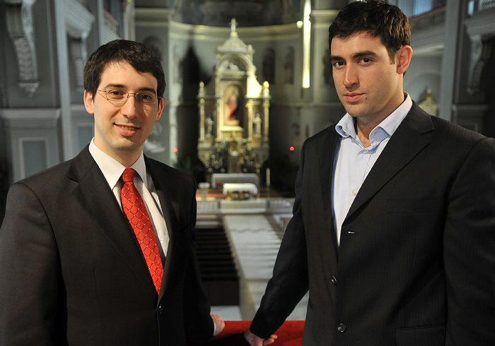 Zagreb, 07042010.Bazilika Srca Isusova u Palmoticevoj ulici, Pavao Masic i Ante Knesaurek izvest ce Bachova djela na orguljama.Foto: Bruno Konjevic / CROPIX