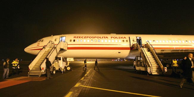 A November 5, 2008 file photo shows the Polish government Tupolev Tu-154 aircraft carrying Poland's President Lech Kaczynski as he arrives for an official visit at Ljubljana's airport in Slovenia. There were no survivors in the crash of a Tupolev Tu-154 aircraft carrying Kaczynski in Russia, the local governor of the Smolensk region where the crash took place said on April 10, 2010. REUTERS/Srdjan Zivulovic/Files (SLOVENIA - Tags: POLITICS DISASTER TRANSPORT)