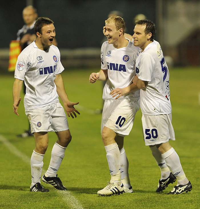 Sibenik, 170410.Nogometna utakmica 26. kola HNL-a  izmedju NK Sibenik i NK Hajduk.Na slici: Ibricic za 1:0.Foto: Josko Ponos / CROPIX