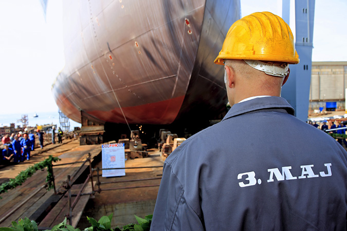 Rijeka, 190909.Radnici u brodogradilistu 3. MajFoto: Davor Zunic / CROPIX