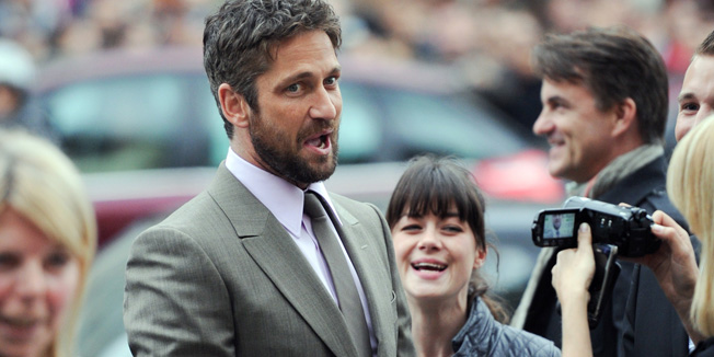 Scottish actor Gerard Butler arrives on the Champs-Elysees avenue for the premiere of the movie 