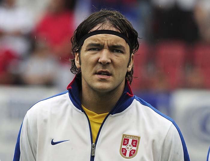 Serbia's Vladimir Stojkovic is pictured prior to their friendly match against New Zealand in the Hypo Arena Wörthersee Stadium of Klagenfurt on May 29, 2010 prior to the FIFA World Cup 2010 hosted by South Africa between June 11th till July 11th.  New Zealand won 1-0.  AFP PHOTO / ATTILA KISBENEDEK