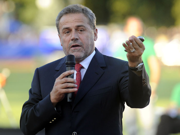 Zagreb, 310809.Atletski stadion Mladost.IAAF Grand Prix 2009 Zagreb.Na fotografiji:  gradolnacelnik Milan Bandic otvara atletski  miting.Foto: Damir Krajac / CROPIX
