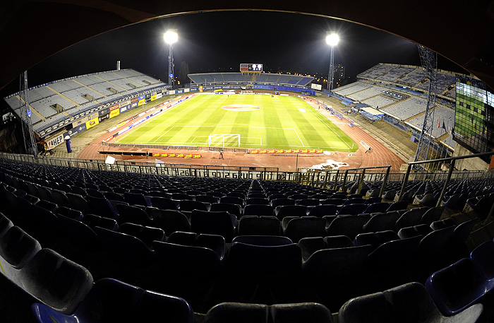 Zagreb, 051109. Stadion Maksimir.Nogometna utakmica Europske lige, skupine A, 4. kolo izmedju Dinama i nizozemskog Ajaxa.Na slici: zbog nereda BBB-a u Temisvaru, kazna Uefe dvije utakmice igranja pred praznim stadionom Maksimir.Foto: Drago Sopta / CROPIX