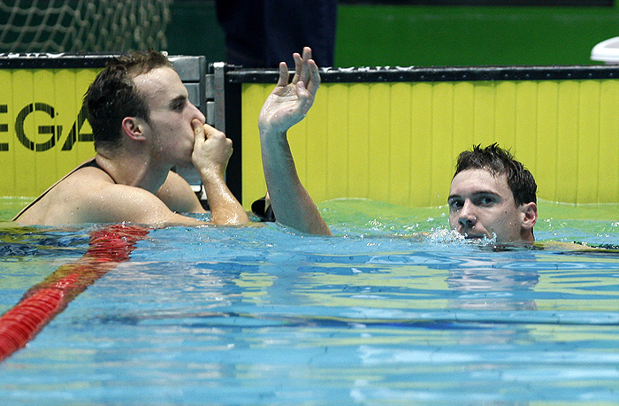 Zagreb, 211109.Plivaliste Mladost na Savi.37. medjunarodni plivacki miting.Na fotografiji: Duje Draganja (D).Foto: Ronald Gorsic / CROPIX 