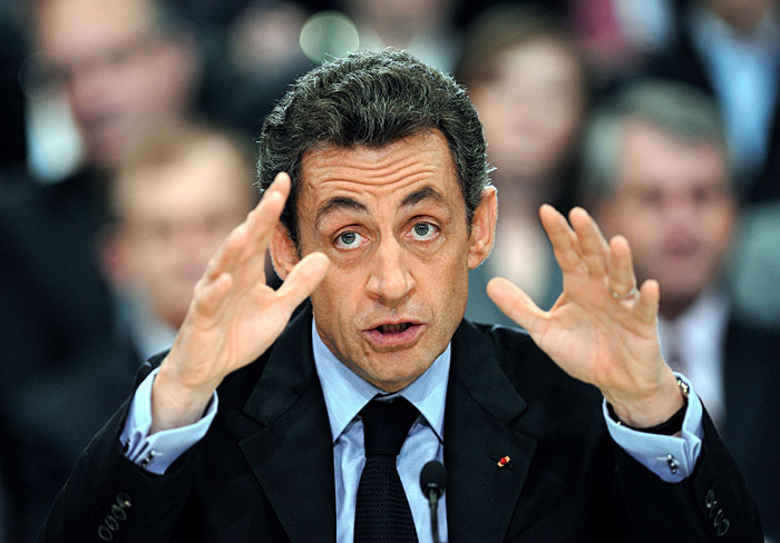 French President Nicolas Sarkozy speaks during a debate with several ministers to discuss the priorities of the 