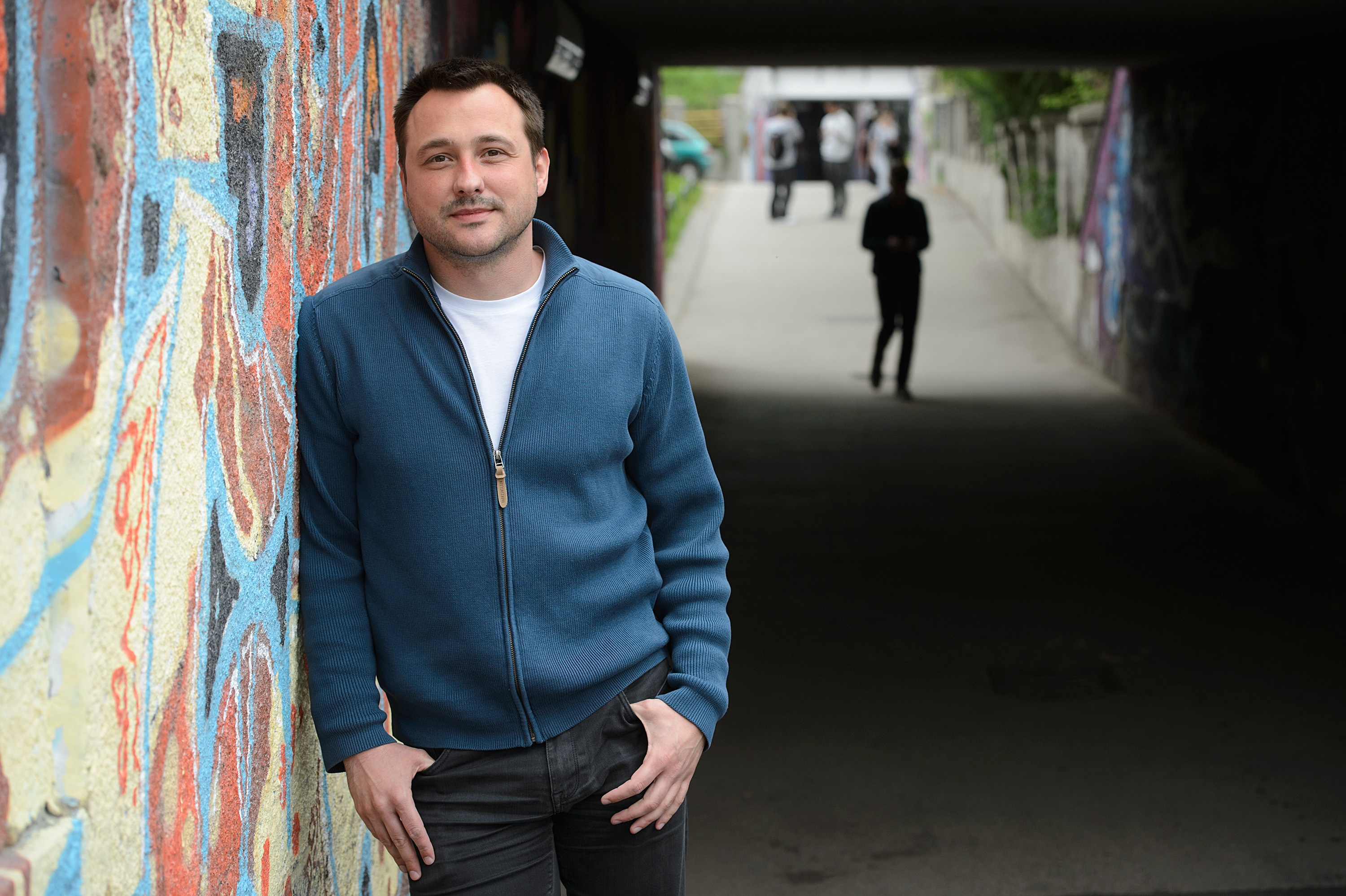 Zagreb, 180416. 
Ispred EPH.
Bruno Simlesa, hrvatski pisac duhovne literature.
Foto: Goran Mehkek / CROPIX