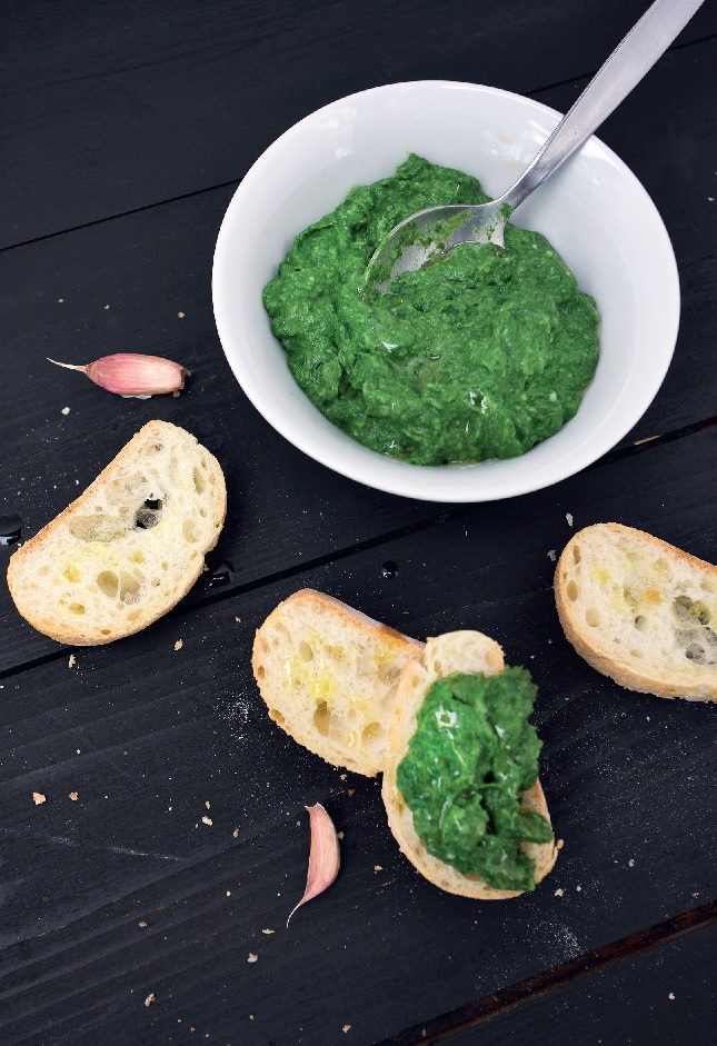 sprema: Mateja Domitrović
snima: Borko Vukosav

• 1 pušlek blitve oko 500 g
• 1-2 češnja češnjaka
• 1 žlica maslaca
• 1 žlica brašna
• mlijeko
• muškatni oraščić
• malo kremastog sira ili sirnog namaza
• sol
• papar
Skuhajte blitvu i dobro je ocijedite pa je ohlađenu nasjeckajte. U manjoj posudici napravite bešamel, neprestano miješajući da vam se ne stvore grudice. Na kraju dodajte prstohvat muškatnog oraščića. Pomiješajte bešamel s blitvom te dodajte sir ili sirni namaz, češnjak, sol i papar. Izradite u glatku smjesu pomoću blendera ili štapnog miksera. 