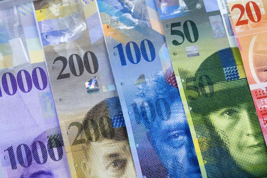 Swiss Franc bills background