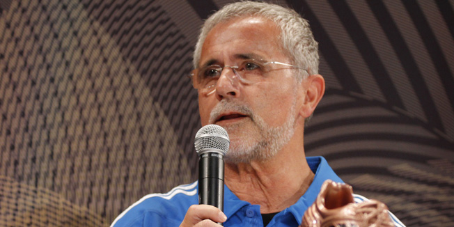 JOHANNESBURG, SOUTH AFRICA - JULY  01:  Gerd Muller during a media event discussing the Golden Boot comptetition in the FIFA 2010 World Cup held at the adidas Jo'bulani Central in Sandton Convention Centre on July 1, 2010 in Johannesburg, South Africa. (Photo by Dominic Barnardt/Getty Images for adidas) *** Local Caption *** Gerd Muller