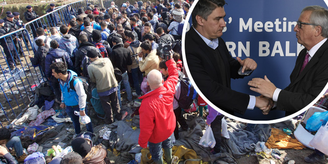 Berkasovo, 21015.Hrvatska policija nesmetano pusta izbjeglice da udju u Hrvatsku na granicnom prijelazu Beraksovo- Bapska.Na fotografiji: ulaz izbjeglica u Hrvatski iz Srbije.Foto: Vlado Kos / Cropix