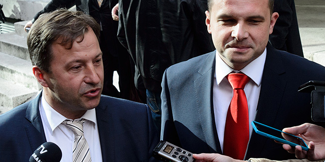 Zagreb, 171115. Iblerov trg.Sastali su se pregovaracki timovi MOST-a i koalicije Hrvatska raste. Na dnevnom redu su pregovori o reformama u podrucju pravosudja i gospodarstva.Na fotografiji: Tomislav Panenic,Sinisa Hajdas Doncic.Foto: Goran Mehkek / CROPIX