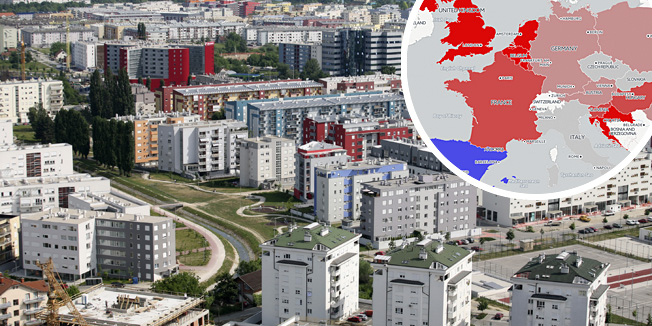 Zagreb, 210509.Zracni snimak, panorama Zagreba.Na slici: Tresnjevka - Spansko - POS - ovi stanovi.Foto: Josip Bistrovic / CROPIX