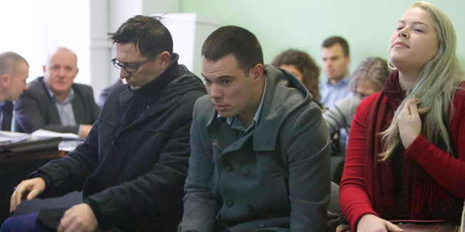 Osijek, 011215.Na Zupanijskom sudu u Osijeku u tijeku je sudjenje u slucaju Index, za prodaju ispita na Ekonomskom fakultetu u Osijeku. Na fotografiji: optuzeni u sudnici - studenti Dragana Karlusic, Branko Maravic i Drazen Sestic.Foto: Vlado Kos / CROPIX