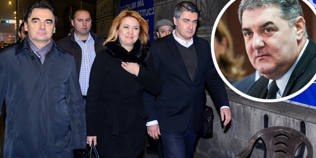 Zagreb, 191215. Smiciklasova.U sjedistu Mosta nezavisnih lista odrzan je sastanak na koji je Most pozvao predstavnike HDZ-ove Domoljubne koalicije i SDP-ove koalicije Hrvatska raste.Na fotografiji: Branko Grcic, Milanka Opacic i Zoran Milanovic.Foto: Goran Mehkek / CROPIX