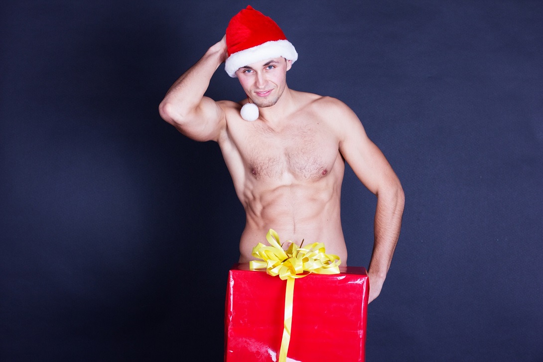 Sexy santa man. Christmas time