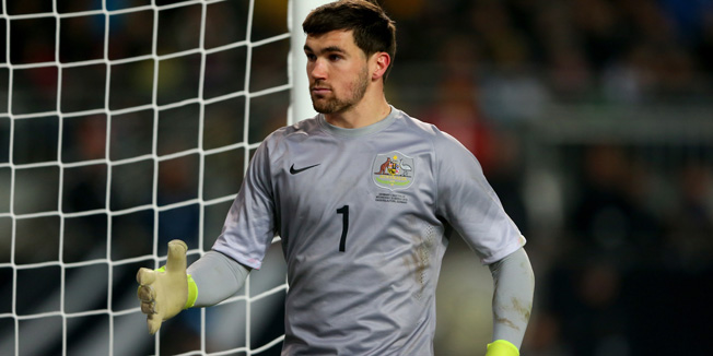 KAISERSLAUTERN, GERMANY - MARCH 25:  Mathew Ryan of Australia looks on during the International Friendly match between Germany and Australia at Fritz-Walter-Stadion on March 25, 2015 in Kaiserslautern, Germany.  (Photo by Alexander Hassenstein/Bongarts/Getty Images)