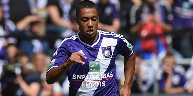 BRUSSELS, BELGIUM - AUGUST 24:  Youri Tielemans of Anderlecht in action during the Belgiun Jupilar League match between RSC Anderlecht and Waasland-Beveren at Constant Vanden Stock Stadium on August 24, 2014 in Brussels, Belgium.  (Photo by Kaz Photography/Getty Images)