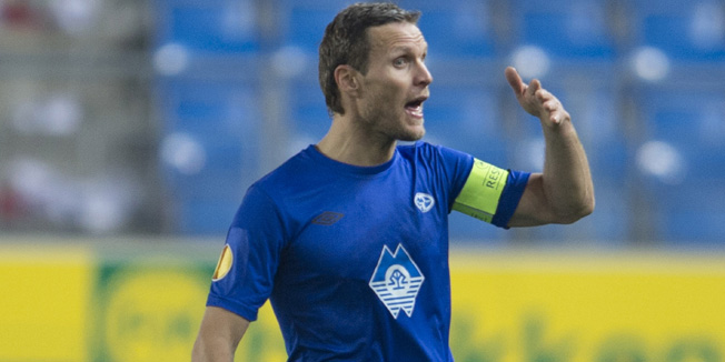 MOLDE, NORWAY - OCTOBER 4:  Daniel Hestad of Molde FK in action during the UEFA Europa League group stage match between Molde FK and VfB Stuttgart held on October 4, 2012 at the Molde Stadion in Molde, Norway. (Photo by Thomas Rasmus Skaug/EuroFootball/Getty Images)