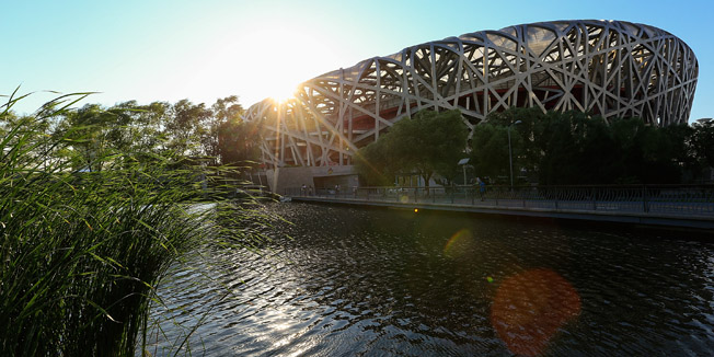 BEIJING, CHINA - JUNE 30:  A general view of the China National Stadium, also known as Bird's Nest on June 30, 2015 in Beijing, China. 2015 IAAF World Championships will be held on 22-30 August 2015 in Beijing.  (Photo by Lintao Zhang/Getty Images)