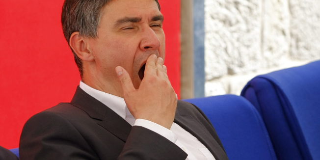 Sinj, 050812.Alkarsko trkaliste u Sinju.Vitesko natjecanje 297. Sinjska Alka u kojem se za slavodobitnika natjece 16 kopljanika.Na fotografiji: Zoran Milanovic zijeva.Foto: Duje Klaric / CROPIX