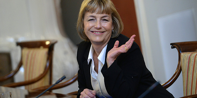 Zagreb, 231014. Markov trg.Banski dvori.Redovita sjednica Vlade.Na fotografiji: Vesna Pusic.Foto: Goran Mehkek / CROPIX