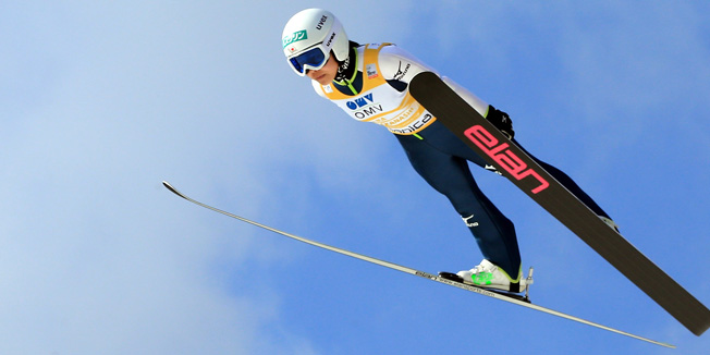 PLANICA, SLOVENIA - MARCH 22: Sara Takanashi of Japan competes during the trial round of the FIS Women's Ski Jumping World Cup on March 02, 2014 in Planica, Slovenia. (Photo by Srdjan Stevanovic/Getty Images)