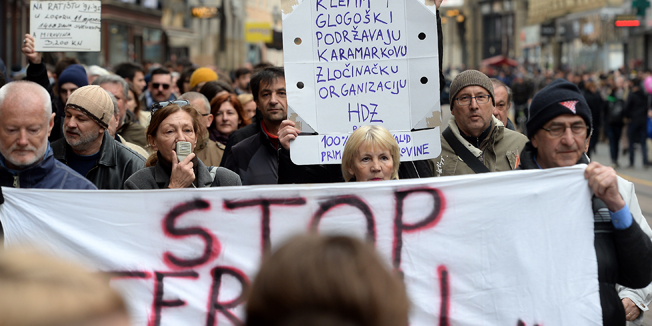 Zagreb, 210215.Ilica.Pokret Occupy Croatia organizirao je prosvjedni mars pod nazivom 