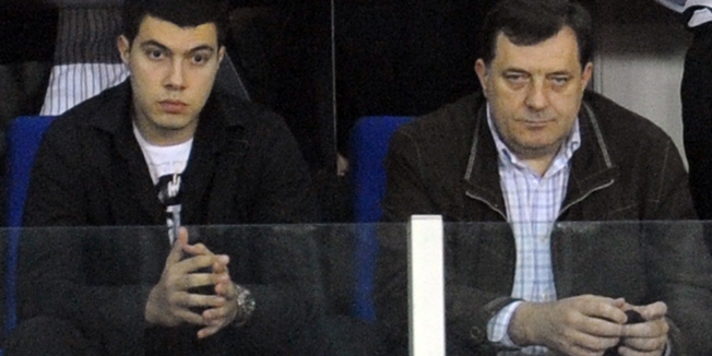 Zagreb, 250410.Arena Zagreb.Zavrsnica kosarkaske regionalne lige, finalna utakmica Nlb lige izmedju Cibone i Partizana.Na slici: Milorad Dodik predsjednik RS.Foto: Drago Sopta / CROPIX