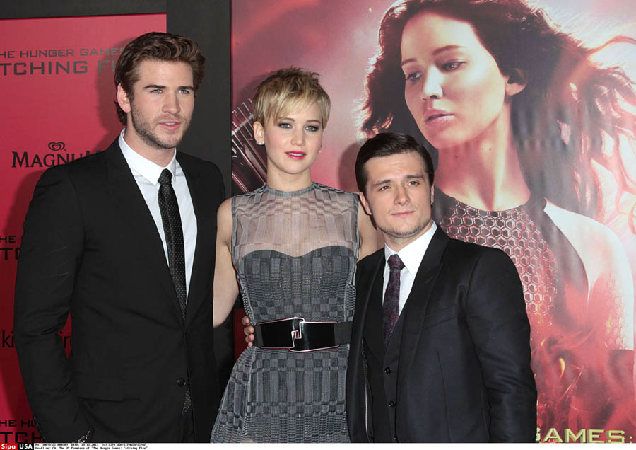 Liam Hemsworth, Jennifer Lawrence, Josh Hutcherson attends The US Premiere of 