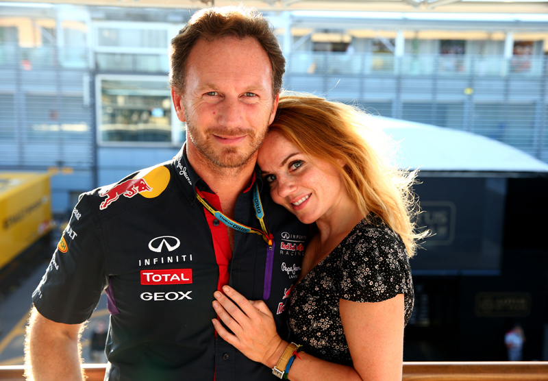 MONZA, ITALY - SEPTEMBER 07:  Infiniti Red Bull Racing Team Principal Christian Horner and Geri Halliwell pose after the F1 Grand Prix of Italy at Autodromo di Monza on September 7, 2014 in Monza, Italy.  (Photo by Mark Thompson/Getty Images)
