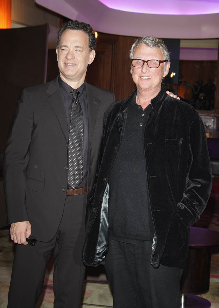 PARIS - JANUARY 11:  Actor Tom Hanks (L) poses with Director Mike Nichols (R) during a photo call to promote their film 