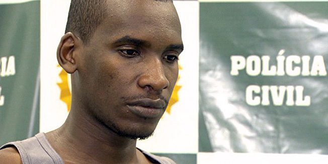 Mug shot from Rio de Janeiro's police department taken on December 11, 2014 showing Brazilian Sailson Jose das Gracas, 26 years old, who confessed he had murdered 42 people  (38 women, 3 men and a 3 year-old child) during the last 9 years in Baixada Fluminense, north of Rio de Janeiro.     BEST QUALITY AVAILABLE             AFP PHOTO/POLICIA CIVIL                          = RESTRICTED TO EDITORIAL USE - MANDATORY CREDIT 