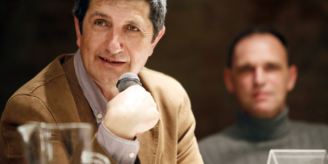 Zagreb, 121214.Lauba.Predstavljanje novog romana Ante Tomica Velicanstveni Poskokovi odrzano je u zagrebackoj Laubi. Roman su predstavili reziser Vinko Bresan, urednica Marina Vujcic i autor Ante Tomic.Na fotografiji: Ante Tomic.Foto: Marko Todorov / CROPIX