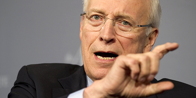 (FILES) In this October 6, 20111 file photo, Former US Vice President Dick Cheney speaks during the 2011 Washington Ideas Forum at the Newseum in Washington, DC. Former US vice president Dick Cheney on December 14, 2014 defended America's now-banned program that tortured Al-Qaeda suspects, praising the CIA operatives who ran it as heroes. 