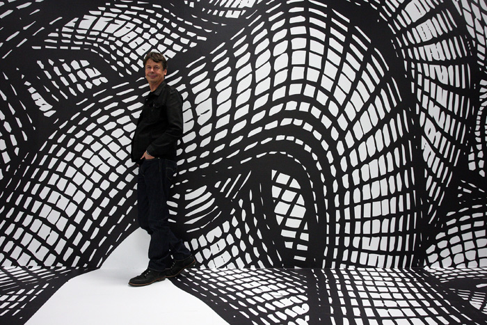 Zagreb, 161214.MSU.Umjetnik Peter Kogler uz svoje umjetnicke radove.Foto: Davor Pongracic / CROPIX