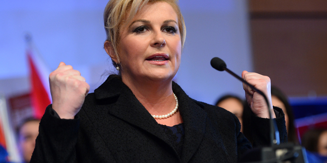 Zagreb, 281214. Hypo centar, Trnjanska struga V.Pracenje rezultata prvog kruga predsjednickih izbora u stozeru predsjednicke kandidatkinje Kolinde Grabar Kitarovic.Na fotografiji: Kolinda Grabar Kitarovic.Foto: Goran Mehkek / CROPIX