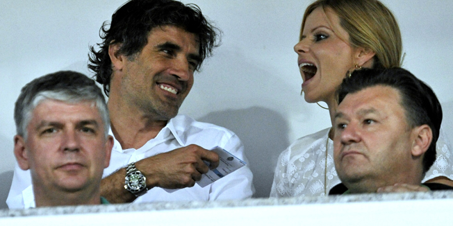 Rijeka, 170714.Stadion Kantrida.Prva utakmica 2. pretkola Europske lige, Rijeka - Ferencvaros.Na fotografiji: Zoran Mamic i pratilja.Foto: Srdjan Vrancic / CROPIX