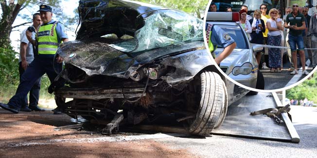 Slano, 310714.Jutros u 7.50 na Magistralnoj cesti kod Slanog doslo je do teske prometne nesrece izmedju osobnog automobila i kamiona, pri cemu je poginulo troje britanskih drzavljana. Na fotografiji: Mjesto nesrece, policijski ocevid.Foto: Tonci Plazibat / CROPIX