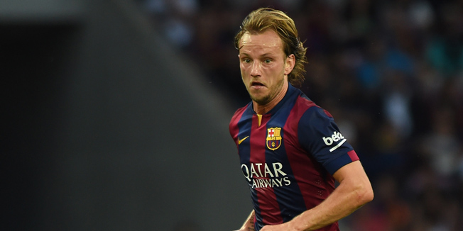 GENEVA, SWITZERLAND - AUGUST 06:  Ivan Rakitic of FC Barcelona in action during the pre-season friendly match between FC Barcelona and SSC Napoli on August 6, 2014 in Geneva, Switzerland.  (Photo by Valerio Pennicino/Getty Images)