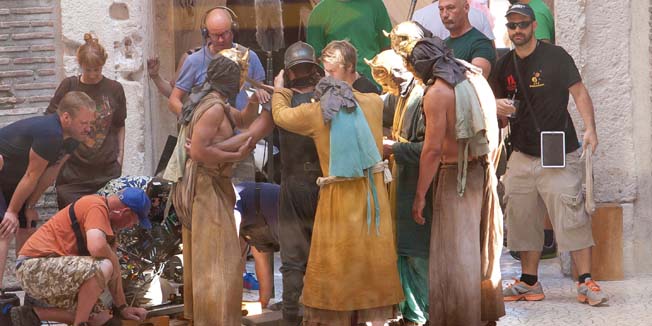 Split, 090914.U Podrumima Dioklecijanove palace i na ulicama kod Peristila u toku je snimanje pete sezone serije Igre prijestolja. Na fotografiji: Set na Vestibulu.Foto: Vojko Basic / CROPIX