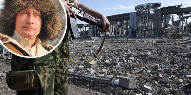 To go with Ukraine-Russia-crisis-Lugansk-airport,SCENE by Amélie HERENSTEIN, Will VASSILOPOULOS(FILES) In this file photo taken on September 11, 2014, an armed pro-Russian militant stands guard in front of the destroyed Lugansk International Airport, eastern Ukraine. Lugansk International Airport used to offer flights to Turkey, Egypt and other sunny tourist spots as well cities in Ukraine and Russia, handling as many as 10,000 passengers a day. But after almost two months of deadly combat between Ukrainian government forces and pro-Russian guerrillas, the Soviet-era airport has been literally wiped off the map. AFP PHOTO / FILES / PHILIPPE DESMAZES