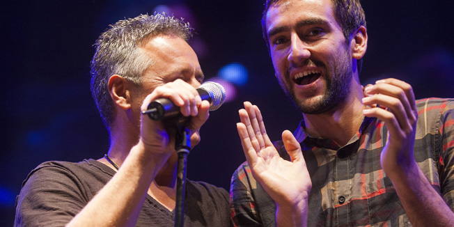 Medjugorje, 160914.Svecani docek organiziran je danas u Medjugorju za osvajaca Grand Slam naslova u New Yorku, Marina Cilica. Na velikom koncertu proslave titule US Opena nastupio je Marko Perkovic Thompson, Mate Bulic i prijatelji. Na fotografiji: nastup Marka Perkovica Thompsona.Foto: Ante Cizmic / CROPIX