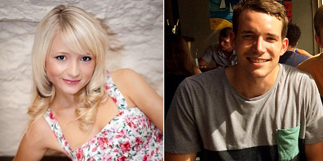This combination of handout images created from undated images received from Britain's Foreign and Commonwealth Office on September 16, 2014 shows British students, Hannah Witheridge (L) and David Miller (R). Thai police on September 16, 2014 ruled out three Myanmar workers in connection with the murder of two young British tourists, as Thailand's military ruler appeared to call into question the 