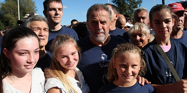 Zagreb, 210914.Jarun.15. humanitarna trka Terry Fox Run odrzana je na Jarunu.Na fotografiji: Milan Bandic na startu trke.Foto: Marko Todorov / CROPIX