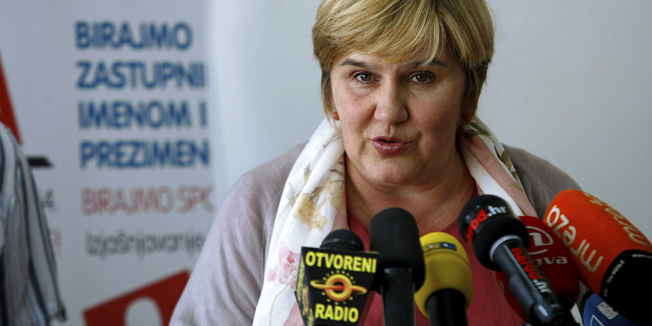 Zagreb, 220914.Zvonimirova.Press konferencija udruge U ime obitelji vezano za  promjenu izbornog zakonodavstva i prikupljanja potpisa za referendum. Na konferenciji su govorili Zeljka Markic, Kresimir Planinic voditelj pravnog tima i Lino Zonjic.Na fotografiji: Zeljka Markic.Foto: Ranko Suvar / CROPIX