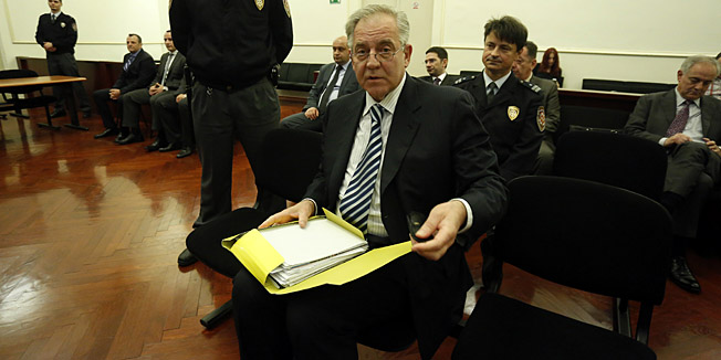 Zagreb, 080414.Zupanijski sud na Zrinjevcu.?Nastavak sudjenja za aferu Planinska, u kojoj se bivsi premijer Ivo Sanader tereti da je primio proviziju od 17 milijuna kuna za prodaju zgrade u Planinskoj ulici.?Na fotografiji: Ivo Sanader.?Foto: Damjan Tadic / CROPIX