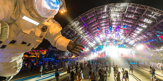 INDIO, CA - APRIL 20:  Escape Velocity art installation by Poetic Kinetics is seen during day 3 of the 2014 Coachella Valley Music & Arts Festival at the Empire Polo Club on April 20, 2014 in Indio, California.  (Photo by Christopher Polk/Getty Images for Coachella)